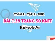 Bài 7.28 trang 50 Toán 8 Tập 2 Kết nối tri thức